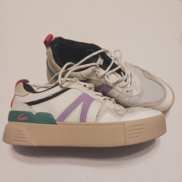 Women´s Lacoste L002 222 4 SFA Leather and Suede Colour-Pop Sneakers, Sz 6, used - Picture 7 of 12